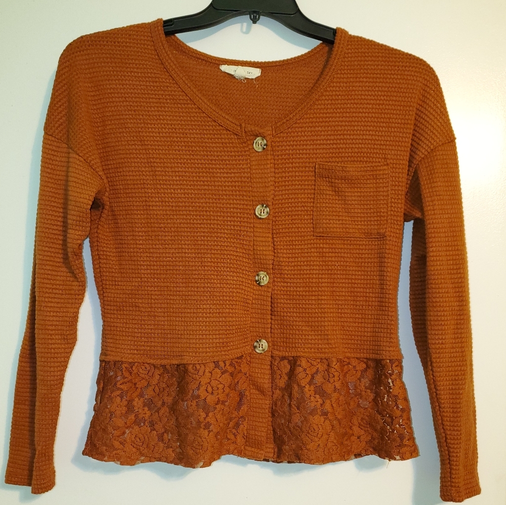 Burnt Orange Lace Sweater
